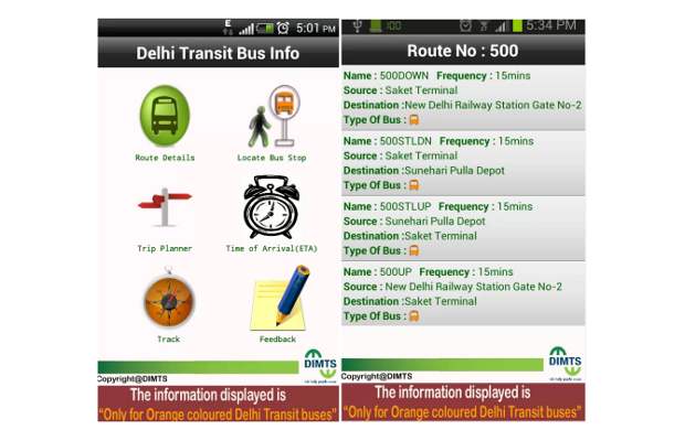 Delhi Transit Bus info Android app launched