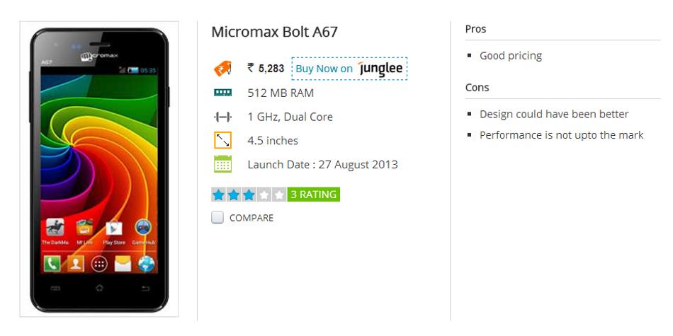 Micromax Bolt A67