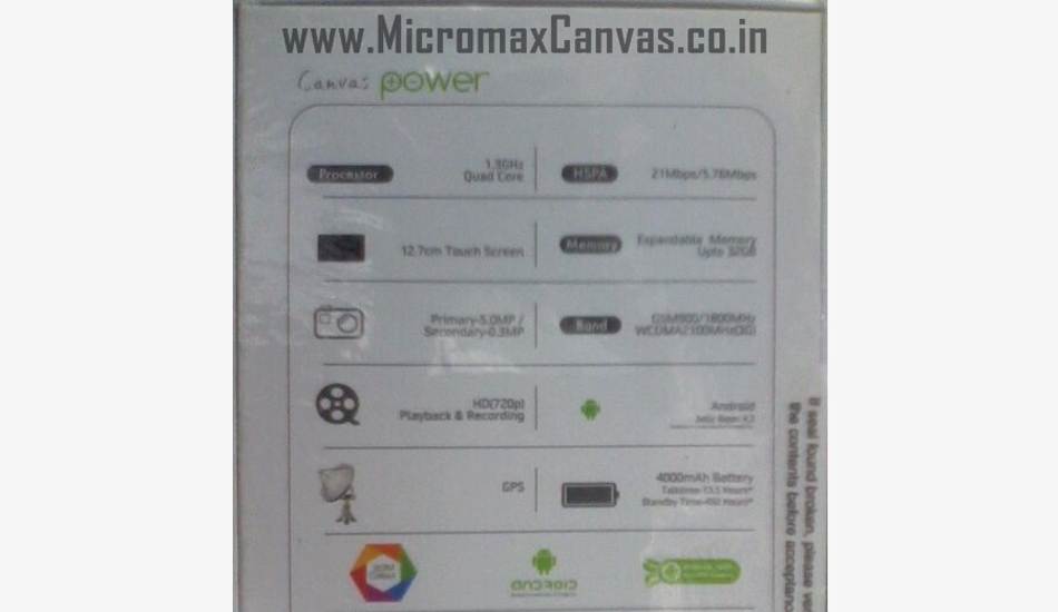 Micromax Canvas Power