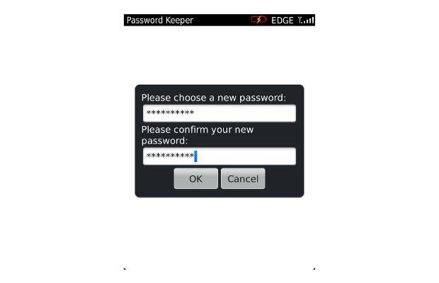 Password Keeper on BlackBerry