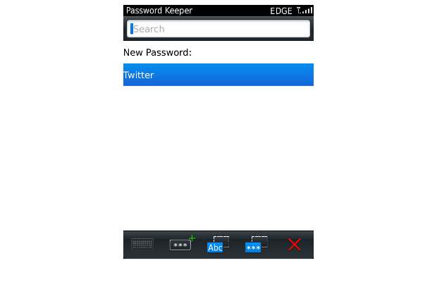 Password Keeper on BlackBerry