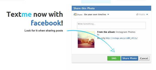 TextMe integrates with Facebook
