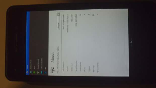 BlackBerry OS 10 alpha device