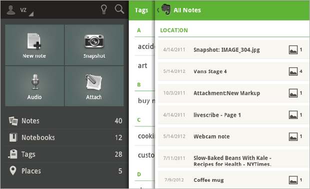 Evernote Android app