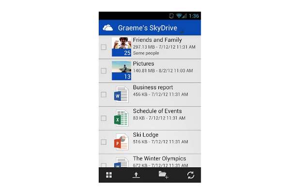 Microsoft SkyDrive app