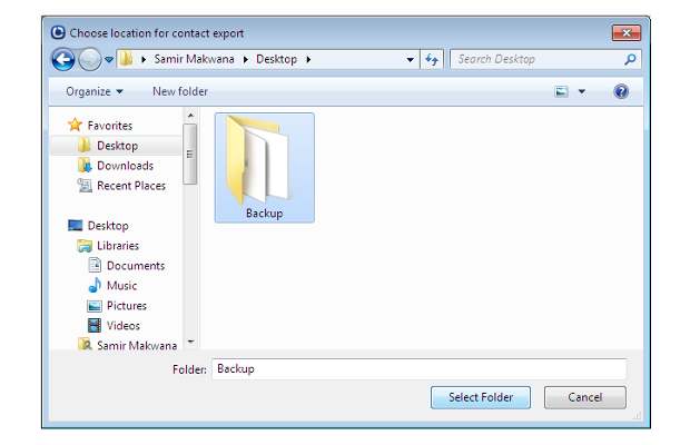 How to Backup contacts