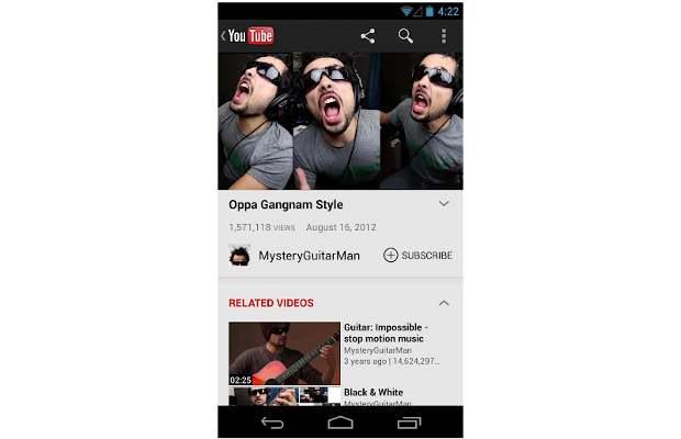 YouTube app for Android