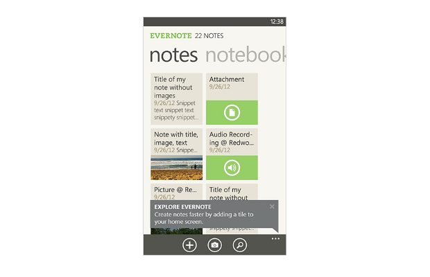 Evernote app for Windows Phone