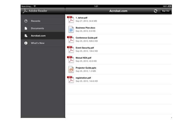 Adobe Reader for iOS, Android