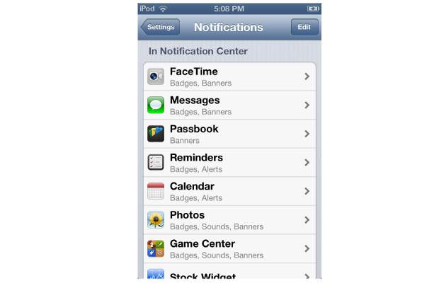 How to set notifications for apps on iOS 6