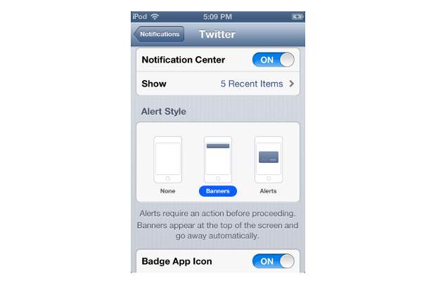 How to set notifications for apps on iOS 6