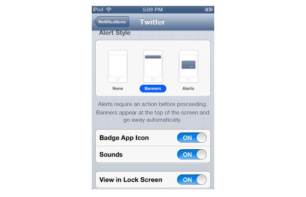 How to set notifications for apps on iOS 6