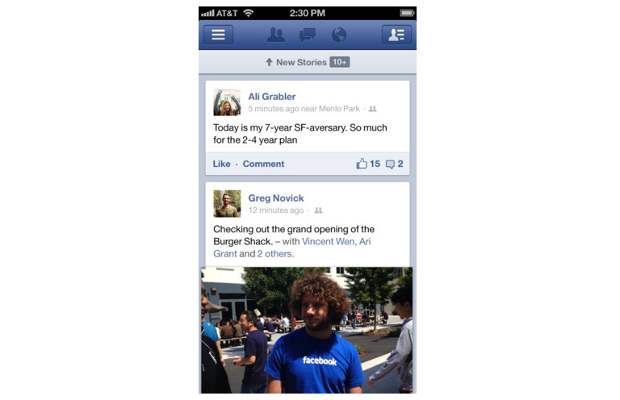 Facebook app for iPhone