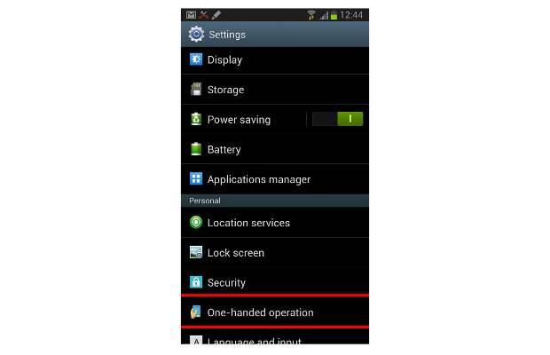 How to enable one handed operations on Samsung Galaxy Note 2