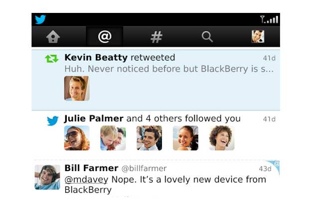 Twitter 4.0 for BlackBerry app
