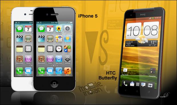 HTC Butterfly vs Apple iPhone 5
