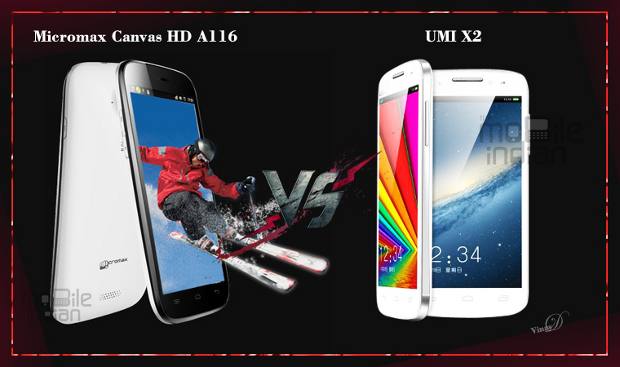 UMI X2 vs Micromax Canvas HD A116