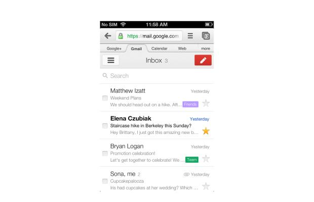 Gmail mobile web redesigned