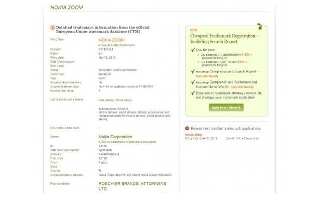 Nokia Zoom trademark filing spotted