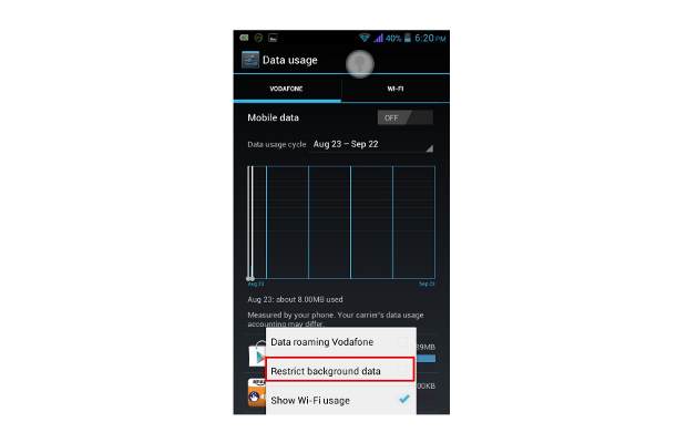How to disable background mobile data usage
