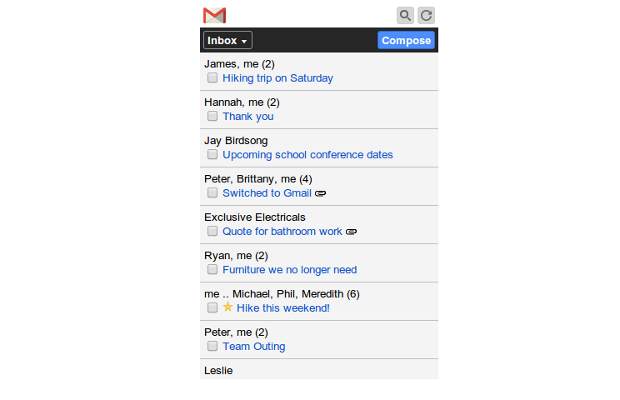 Google updated Gmail interface for feature phones