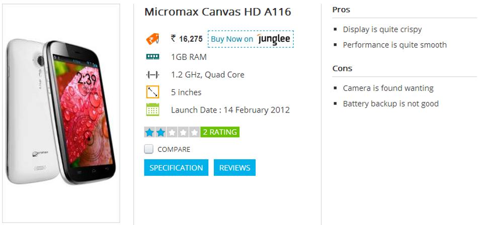 Micromax A116 Canvas HD