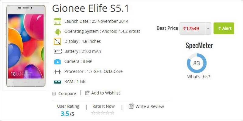 Gionee Elife S5.1