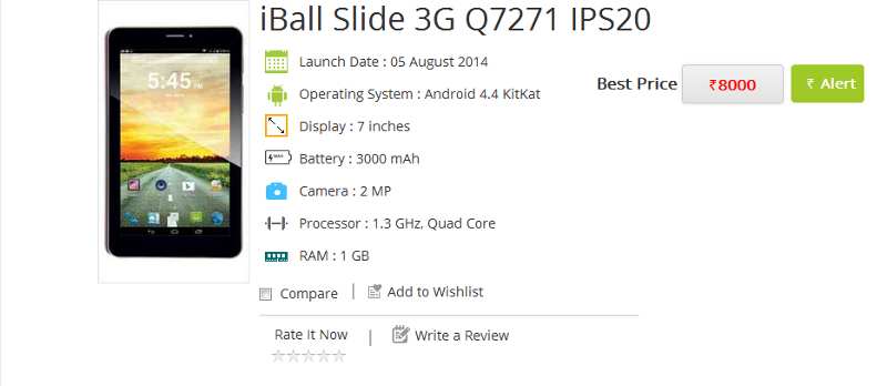iBall Slide 3G Q7271 IPS20