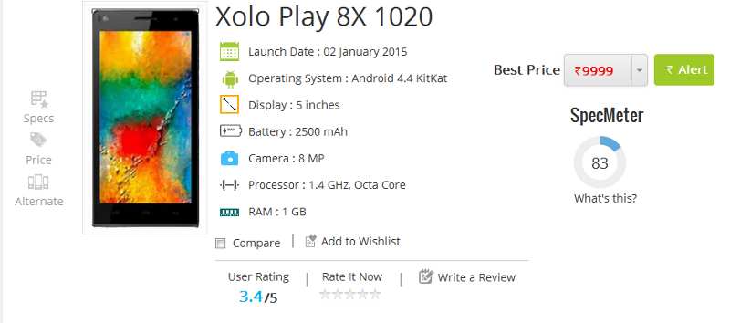 Xolo Play 8X 1020