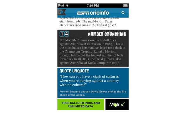 ESPNCricinfo App for iOS