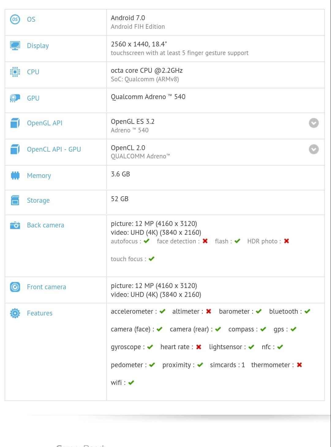Nokia tablet listing on GFXBench