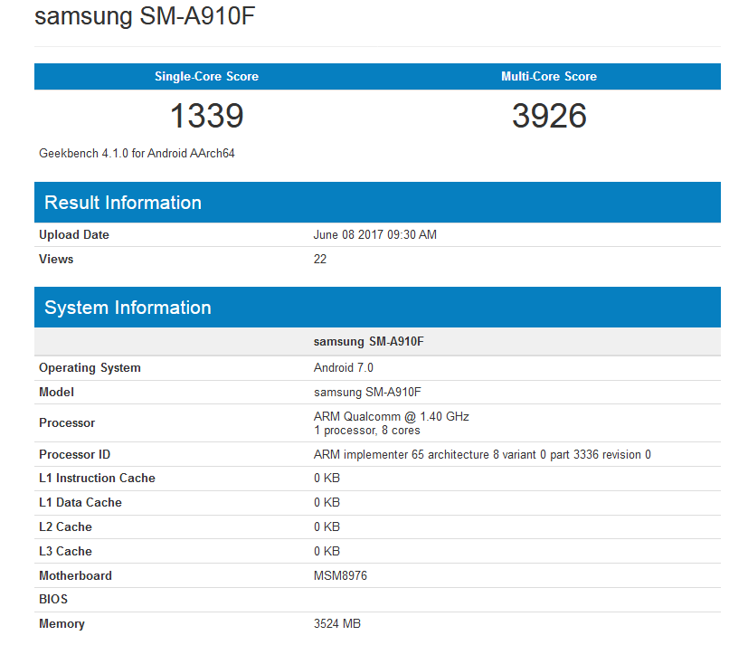 galaxy a9 pro specs