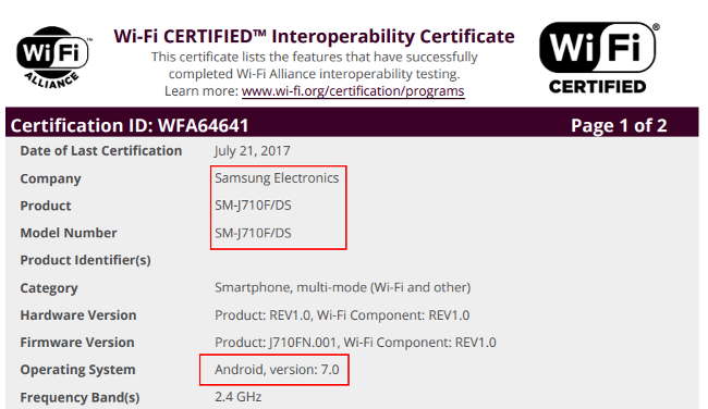 Samsung Galaxy A3 (2017), J7 (2016)