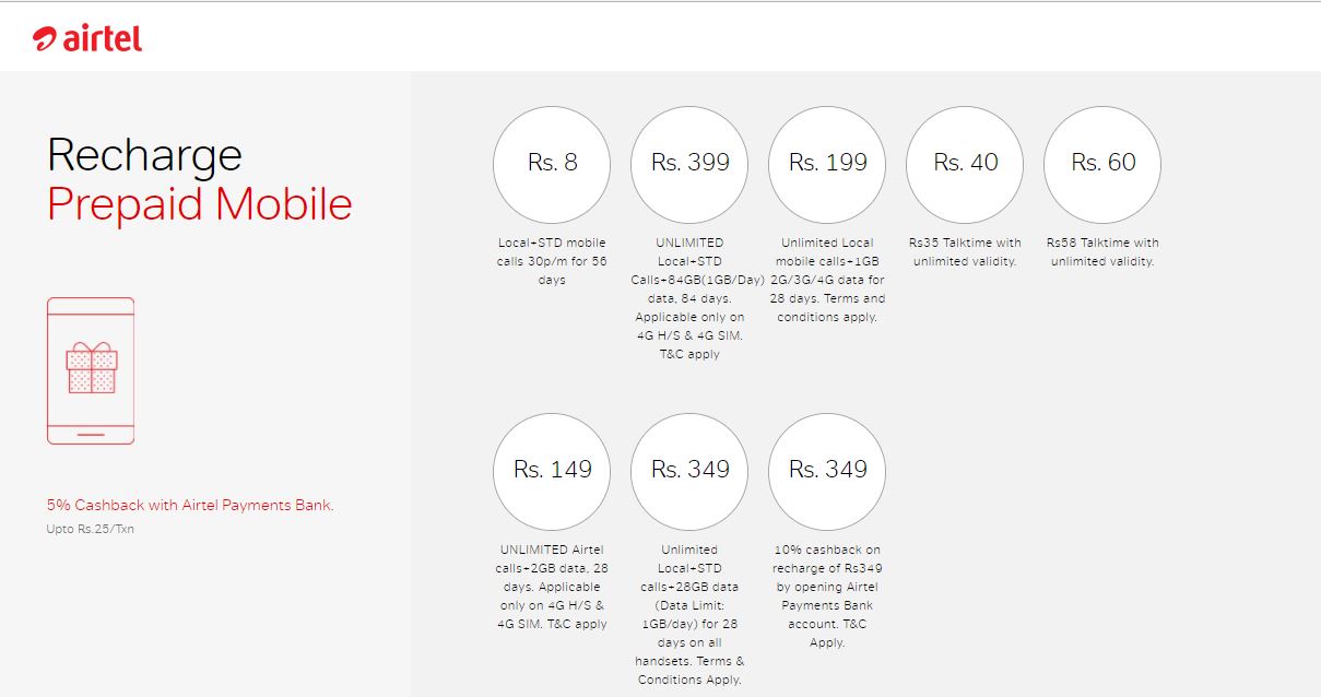 Airtel prepaid offers