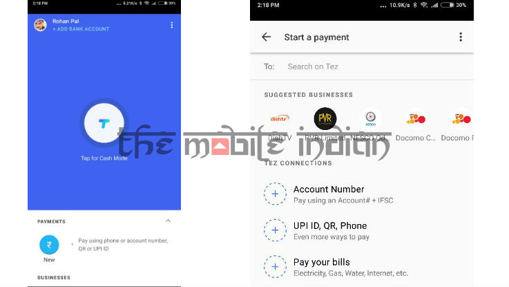 Google Tez utility payments