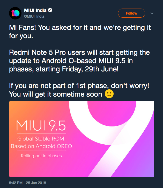 Redmi Note 5 Pro Android Oreo