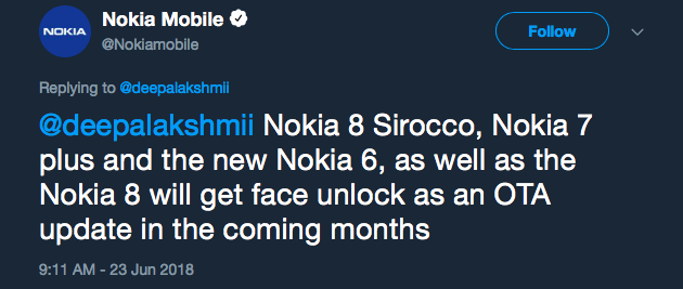 Nokia Face Unlock