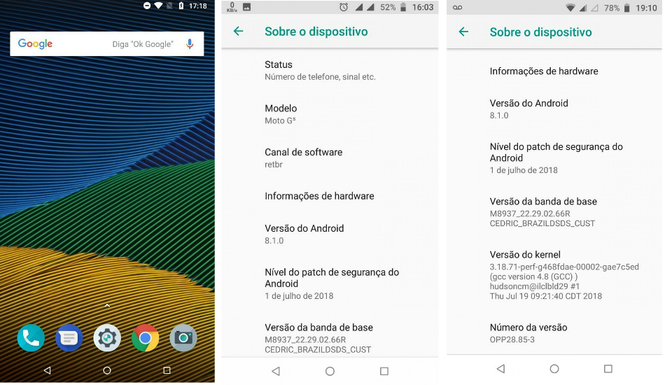 Moto G5 Android 8.1 Oreo