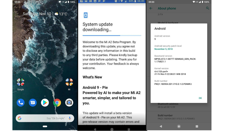 Xiaomi Mi A2 Android 9.0 Pie update