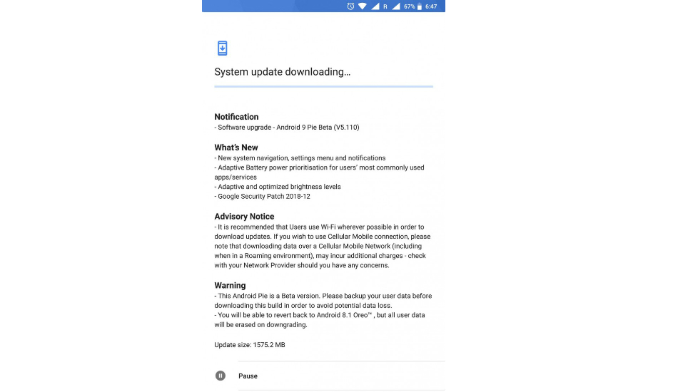 Nokia 8 Android 9 Pie beta update