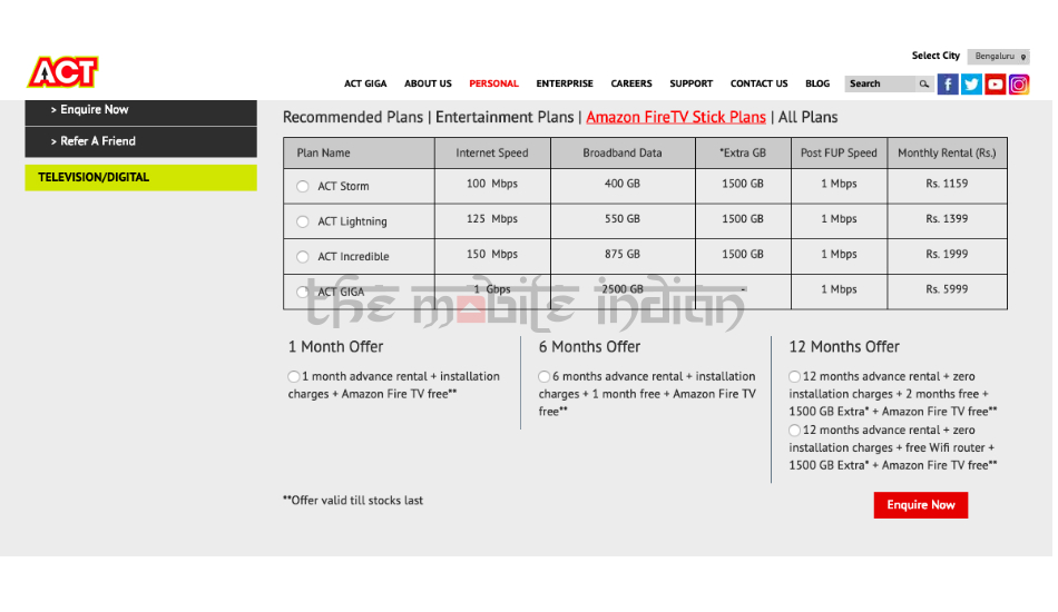 ACT Fibernet - Amazon FireTV Stick offer