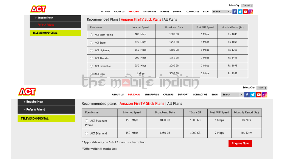 ACT Fibernet - Amazon FireTV Stick offer