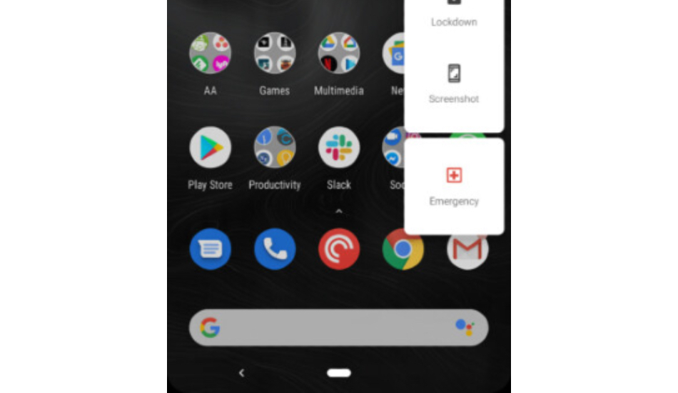 Android Q Emergency button right inside the power menu