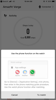 Amazfit Verge voice calling on iOS