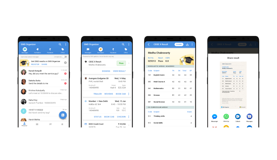 Microsoft SMS Organizer delivers CBSE board results