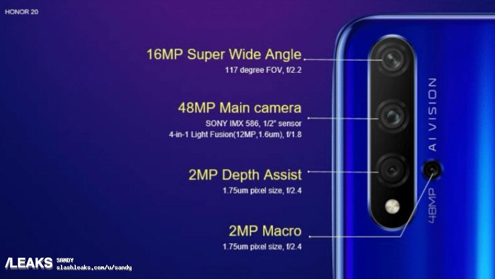 Honor 20 camera specification