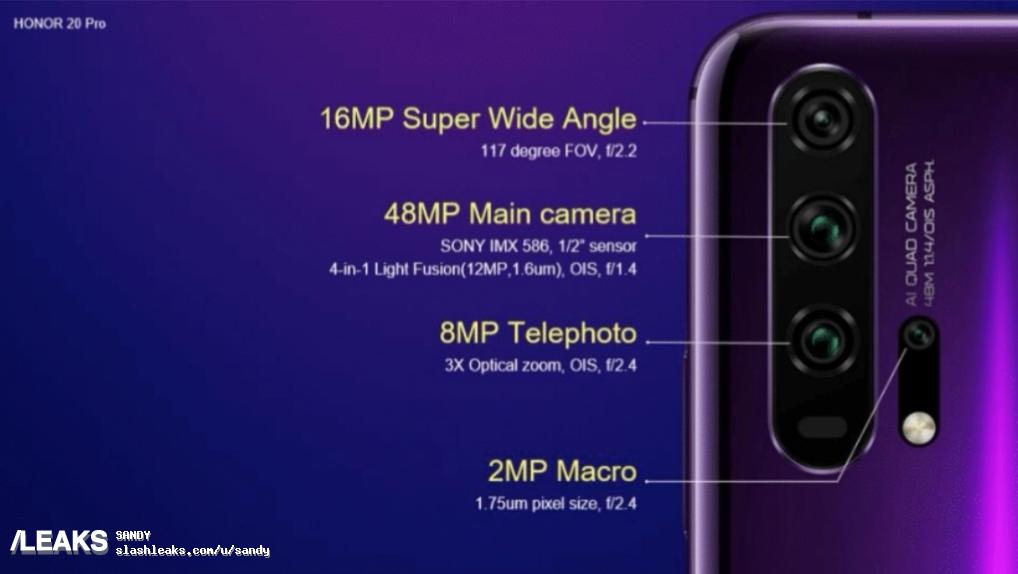 Honor 20 Pro camera specification