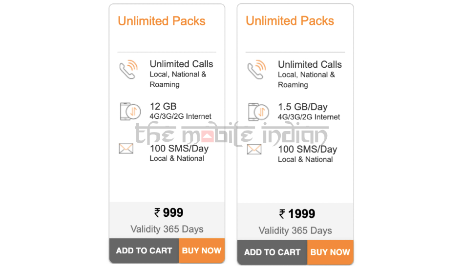 Idea Rs 999, Rs 1,999 prepaid plan