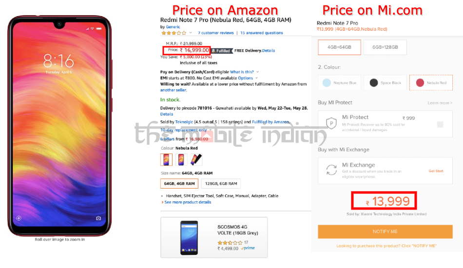 Xiaomi Redmi Note 7 Pro on Amazon India