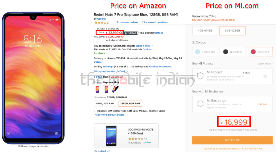 Xiaomi Redmi Note 7 Pro on Amazon India